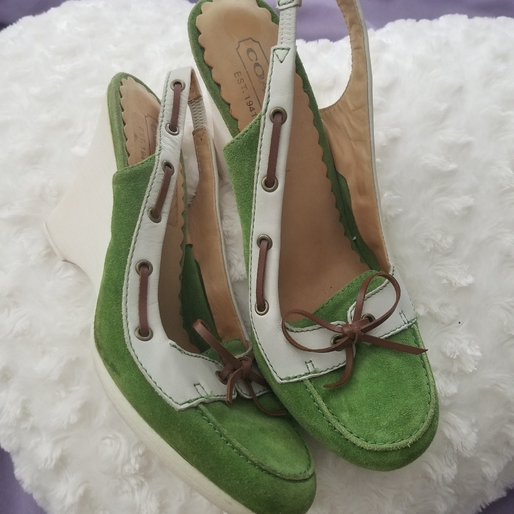 Size 7.5 women's coach suede sling back heels